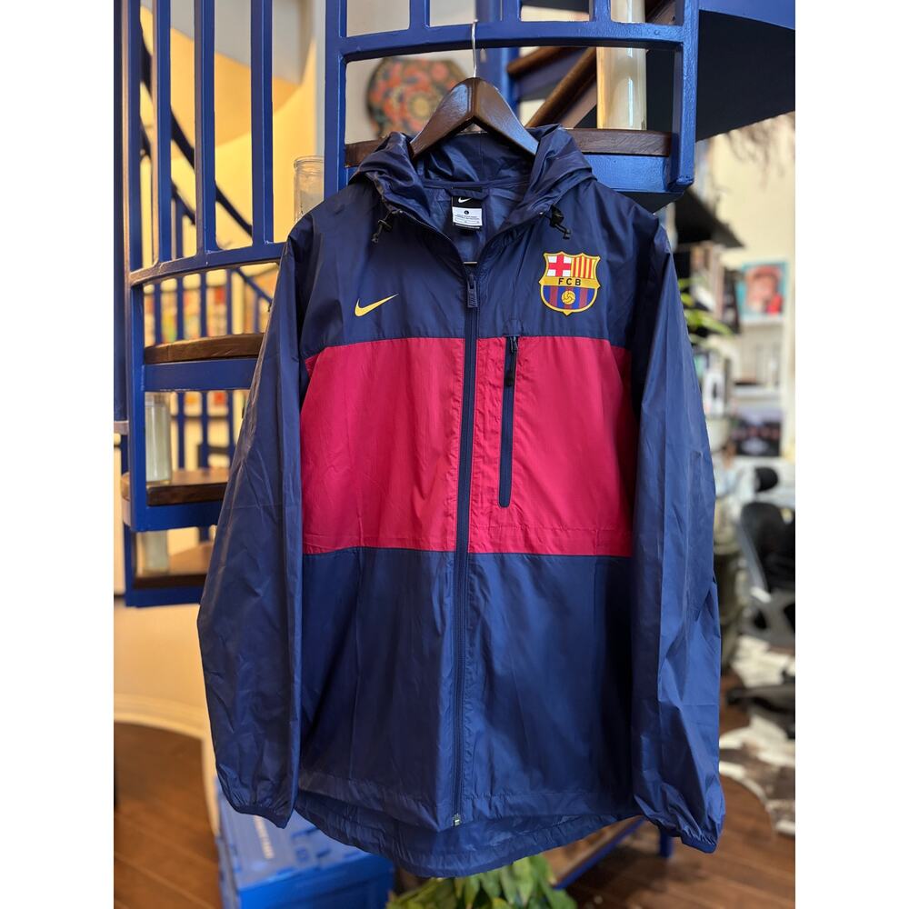 Nike FC Barcelona Navy & Maroon Windbreaker Jacket Size L
